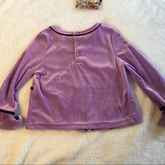 Vtg. Girls Lavender Top Rose Cottage 5/5 Emb Velvet Long Sleeve Flared cuffs - Picture 5 of 9
